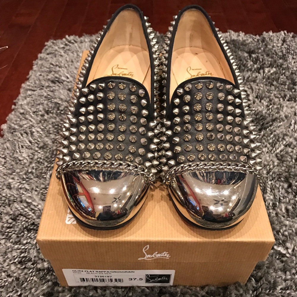 Christian louboutin leather Glitz spike flats